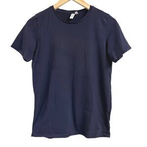 & Other Stories Stockholm Navy Blue Cotton Short Sleeve T-Shirt‎ Size US 2 Small